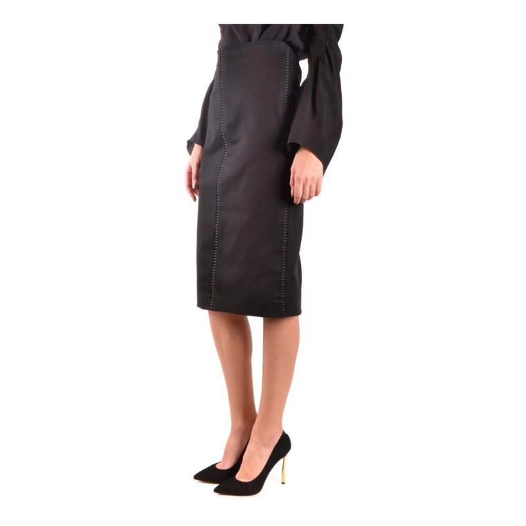 Klasyczna Czarna Bawełniana Spódnica Midi Fendi