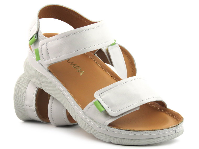 Wygodne sandały damskie skórzane - Kampa K828, białe