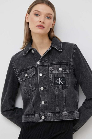 Calvin Klein Jeans kurtka jeansowa damska kolor szary przejściowa