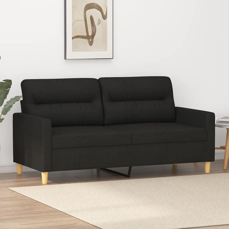 vidaXL Sofa 2-osobowa, czarna, 140 cm, tapicerowana tkaniną