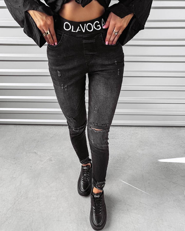 Spodnie jeansowe damskie OLAVOGA ALIA 2024 czerń L