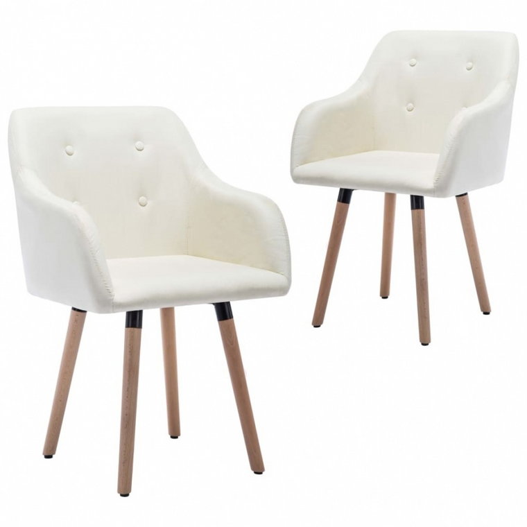 Krzesła stołowe, 2 szt., kremowe, tapicerowane tkaniną kod: V-322983