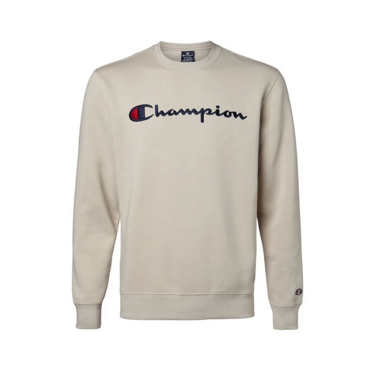 Beżowy Sweter z Haftowanym Logo Crewneck Champion