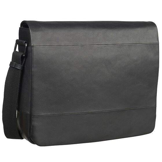 Leonhard Heyden Hamburg Messenger Leather 38 cm Laptop Compartment schwarz