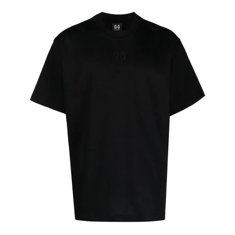 Czarna bawełniana koszulka z haftowanym logo i grafiką 44 Label Group