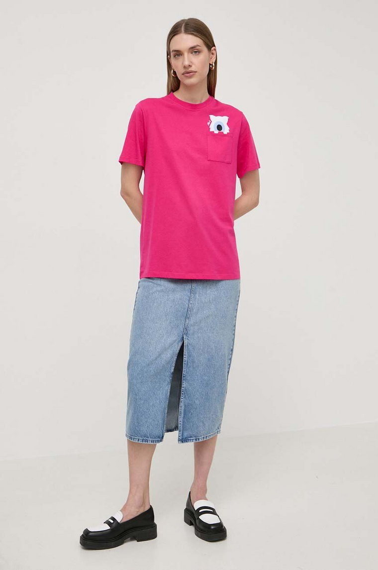 Karl Lagerfeld t-shirt bawełniany x Darcel Disappoints damski kolor różowy