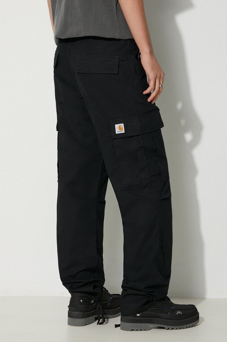 Carhartt WIP spodnie bawełniane Regular Cargo Pant kolor czarny proste I032467.8902