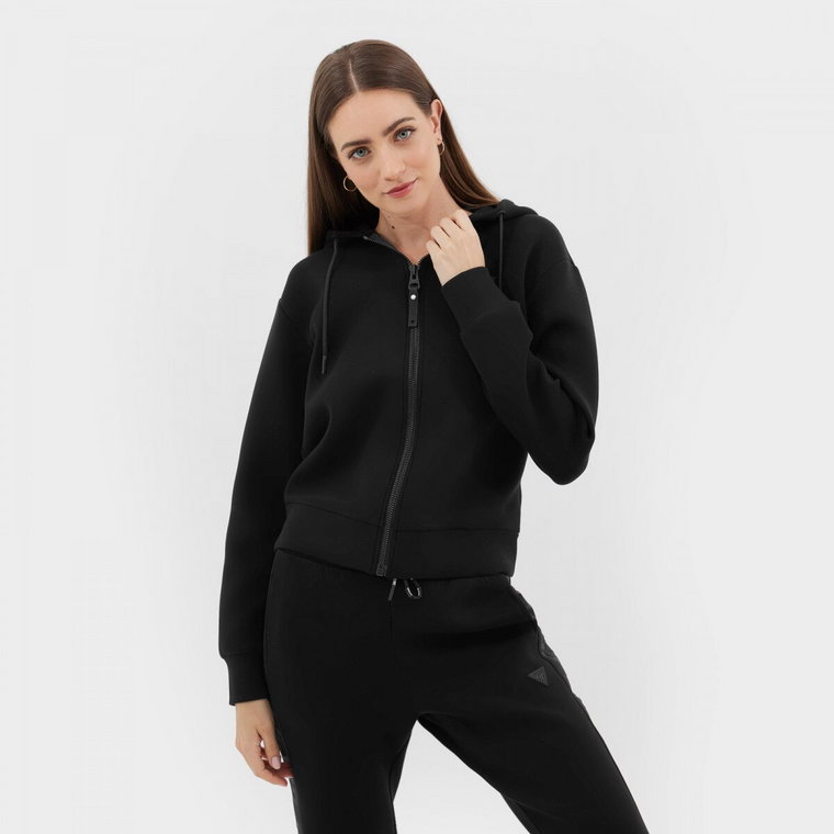 Damska bluza dresowa rozpinana z kapturem Guess Allie Hoodie Zip Sweatshirt - czarna