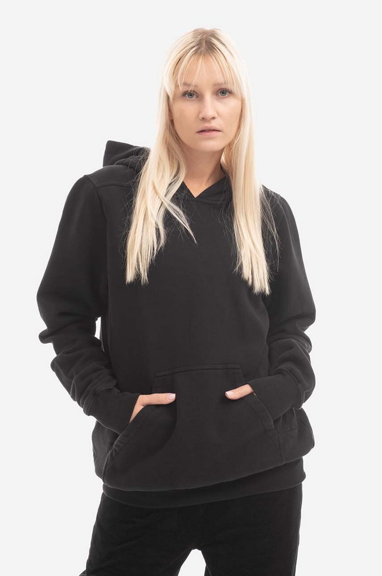 Rick Owens bluza bawełniana Granbury damska kolor czarny z kapturem z nadrukiem DS02B4227.FEP1-Black