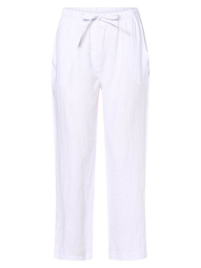 Marie Lund - Damskie spodnie lniane, biały