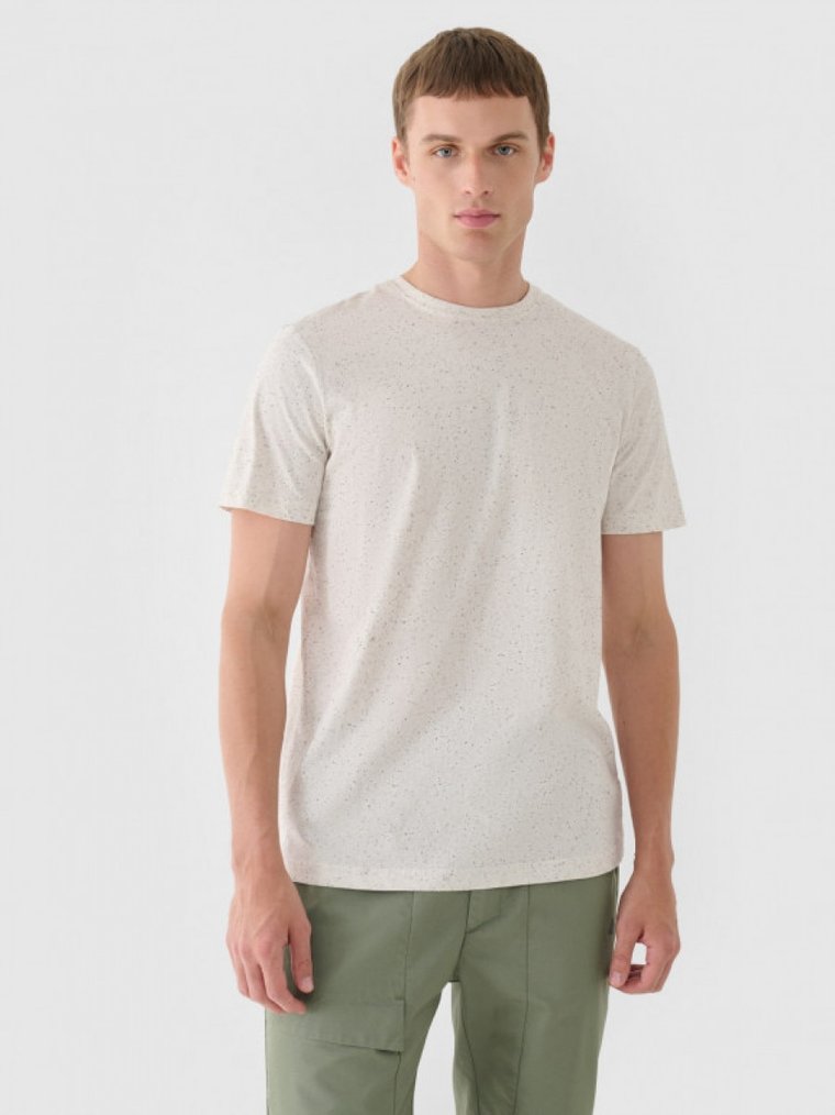 Męski t-shirt basic 4F 4FWAW24TTSHM1656 - biały