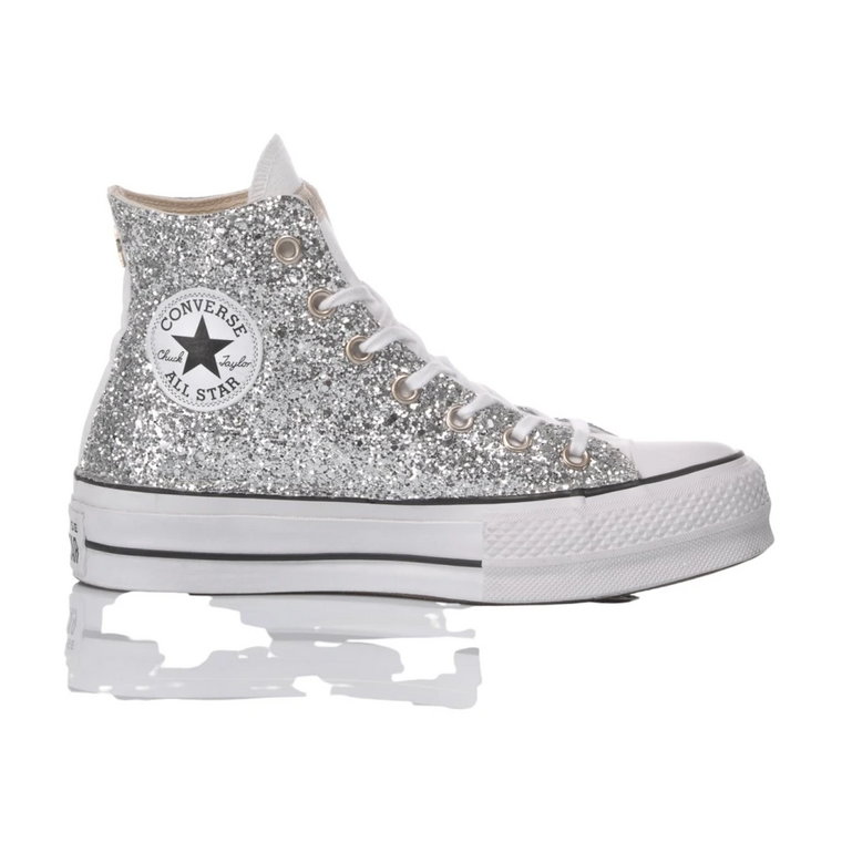 Ręcznie dostosowane srebrno-białe buty sportowe dla kobiet Converse