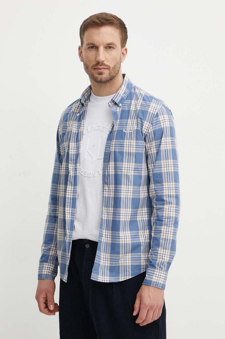 Pepe Jeans koszula bawełniana MARKLE męska kolor niebieski regular z kołnierzykiem button-down PM308558