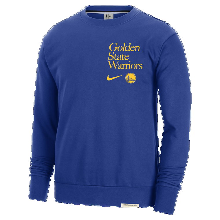 Męska bluza dresowa z półokrągłym dekoltem Nike Dri-FIT NBA Golden State Warriors Standard Issue - Niebieski