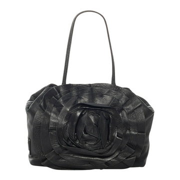 Valentino Vintage, Pre-owned Petale Leather Shoulder Bag Czarny, female,