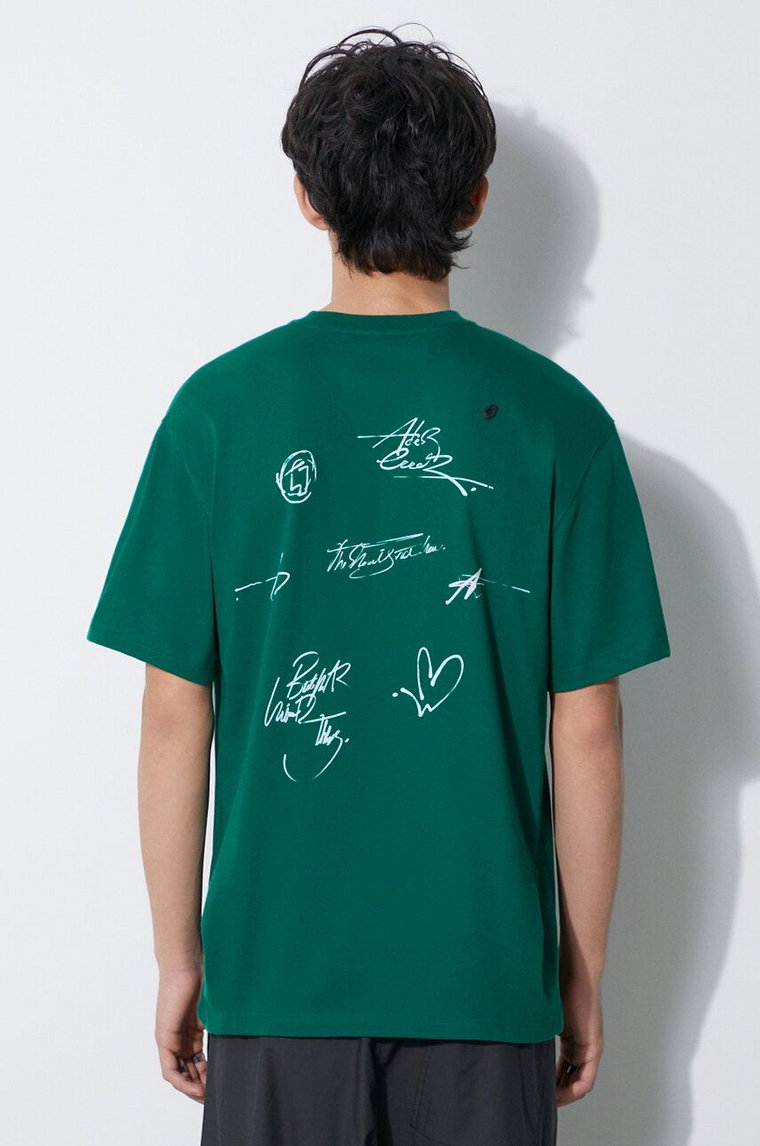 Ader Error t-shirt Twinkle Heart Logo męski kolor zielony z nadrukiem BMADFWTS0102