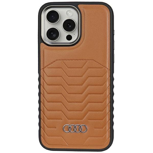 Audi Synthetic Leather MagSafe iPhone 15 Pro Max 6.7" brązowy/brown hardcase AU-TPUPCMIP15PM-GT/D3-BN