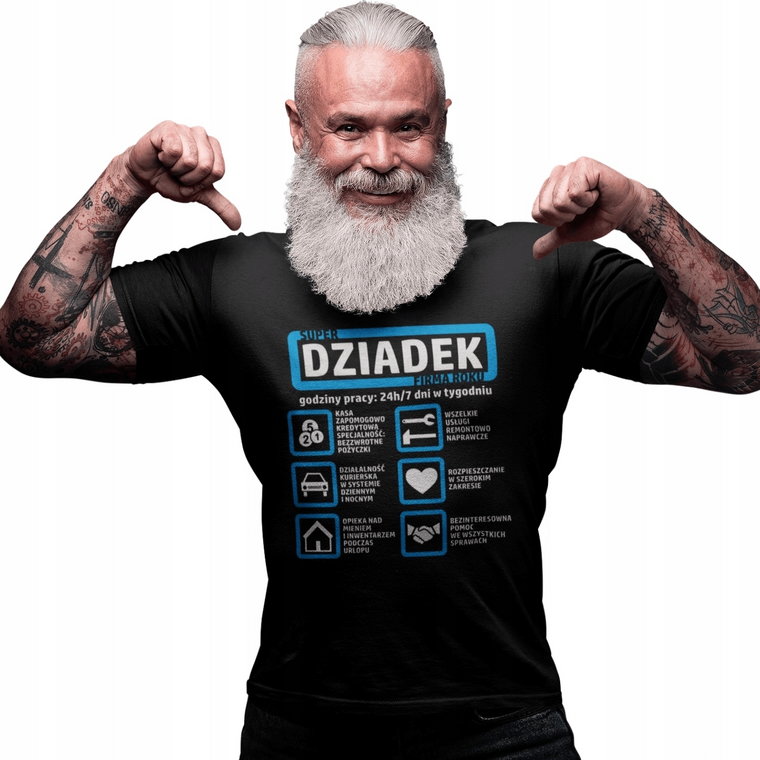 T-shirt/koszulka męska czarna Dziadek