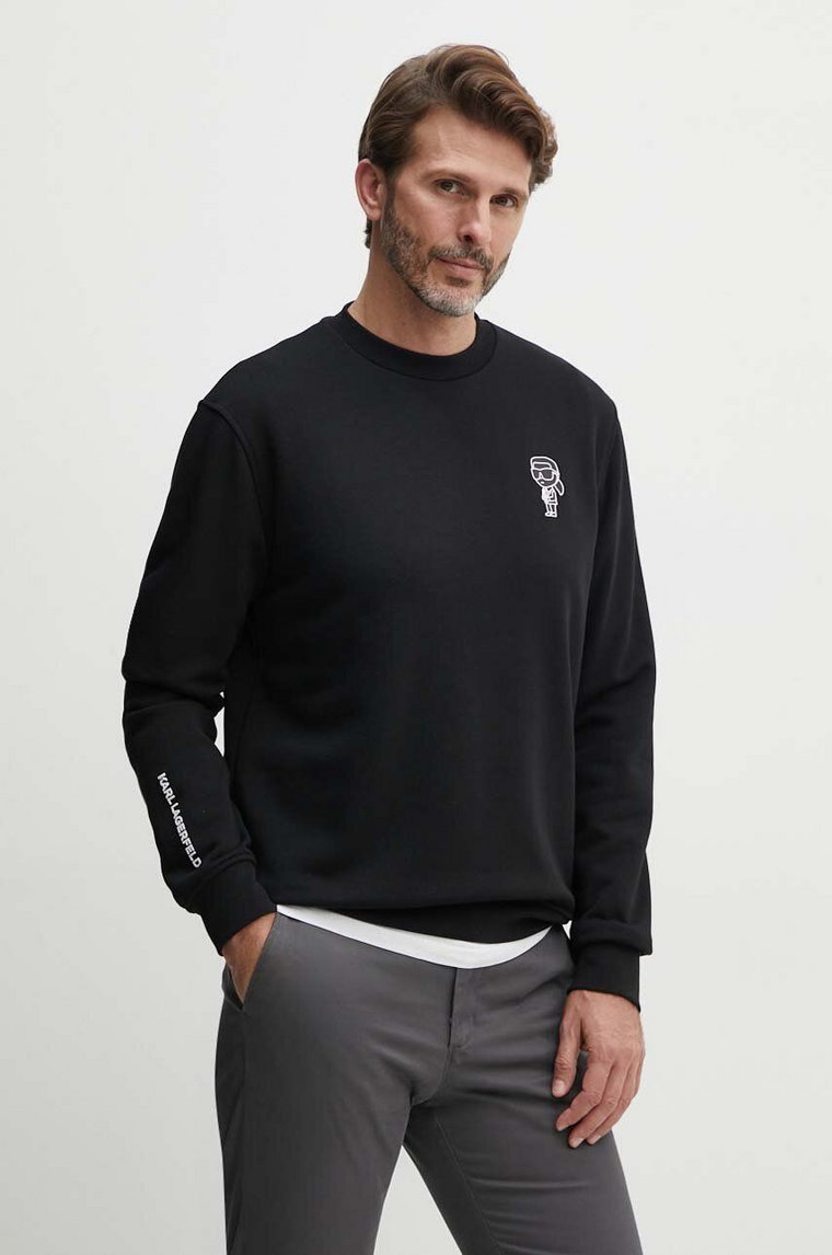 Karl Lagerfeld bluza męska kolor czarny z nadrukiem 543910.705400