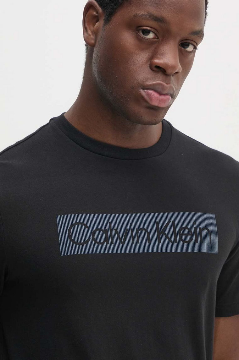 Calvin Klein t-shirt bawełniany męski kolor czarny z nadrukiem K10K113590