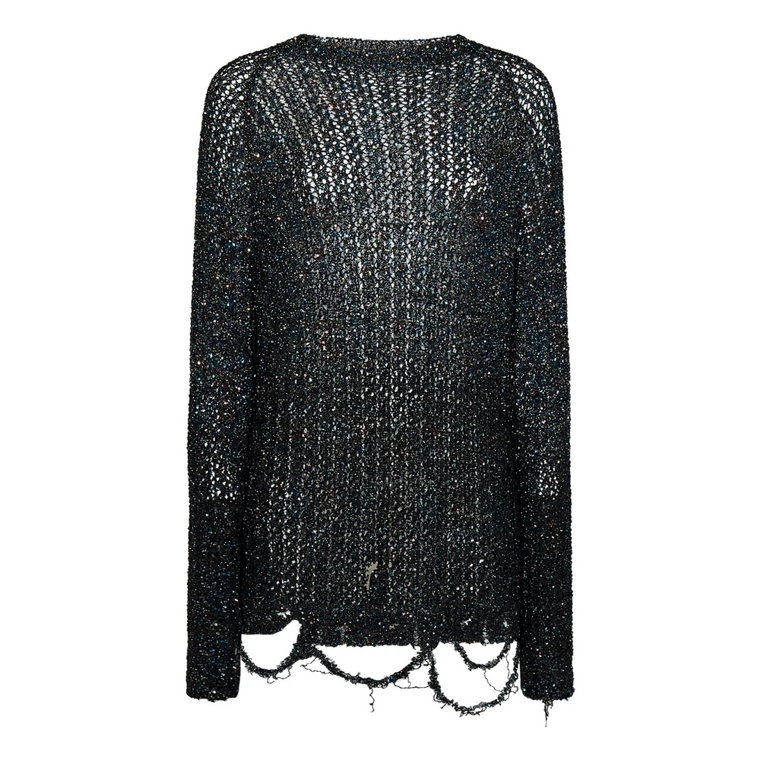 Czarny Oversize Sweter z Cekinami Maison Margiela