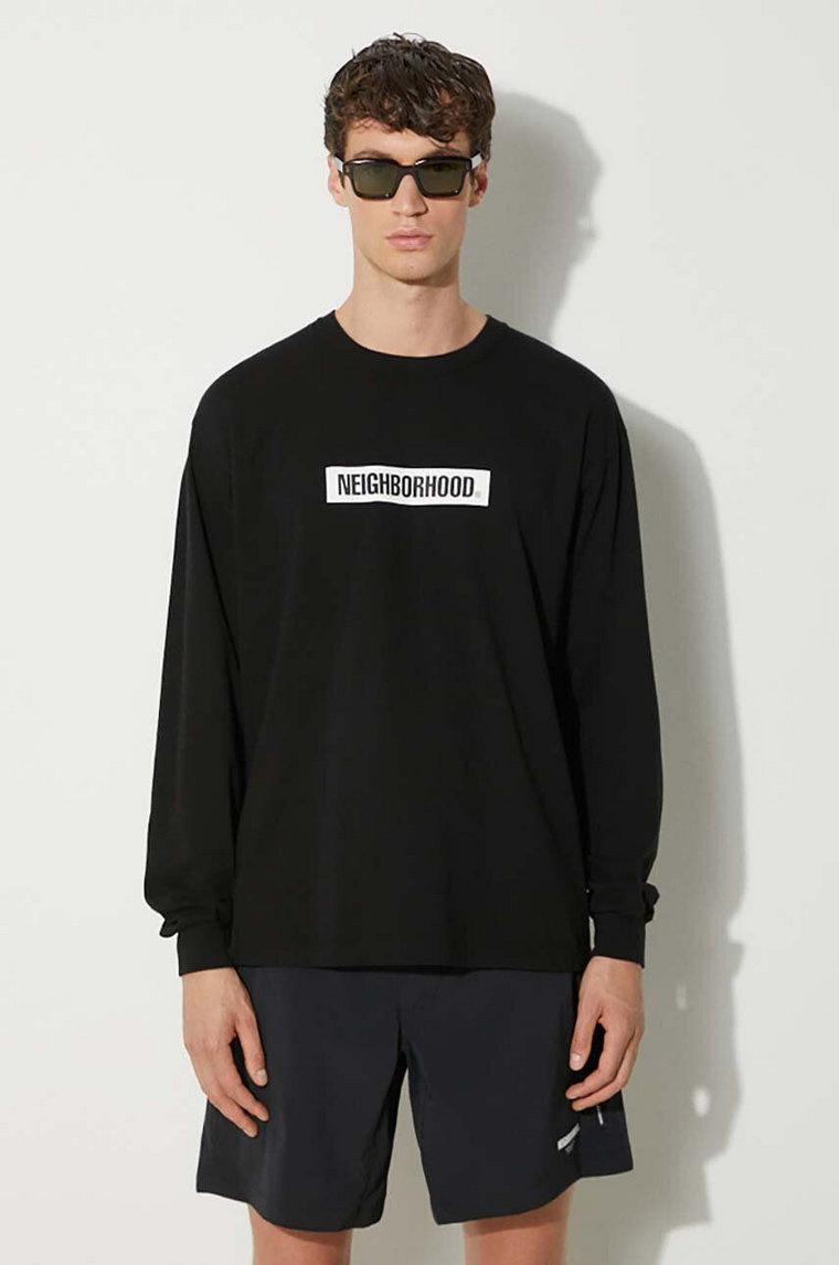 NEIGHBORHOOD longsleeve bawełniany NH . Tee Longsleeve-2 kolor czarny z nadrukiem 241PCNH.LT02