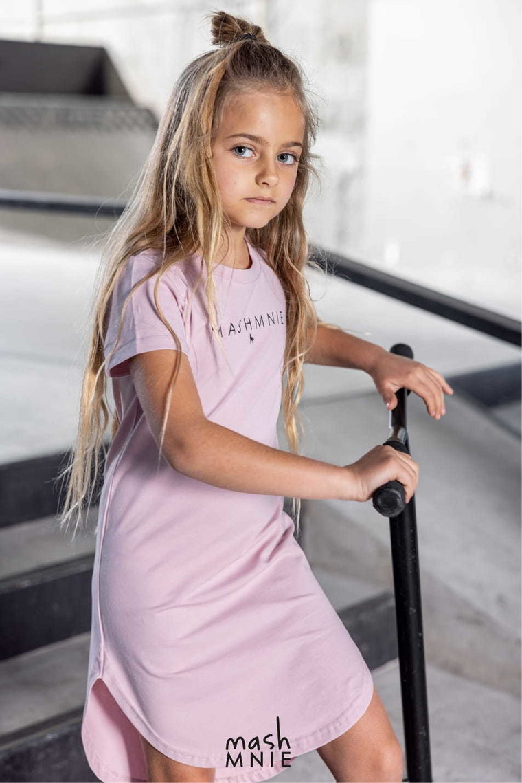 T-shirtowa sukienka dziewczęca mashMNIE różowa
