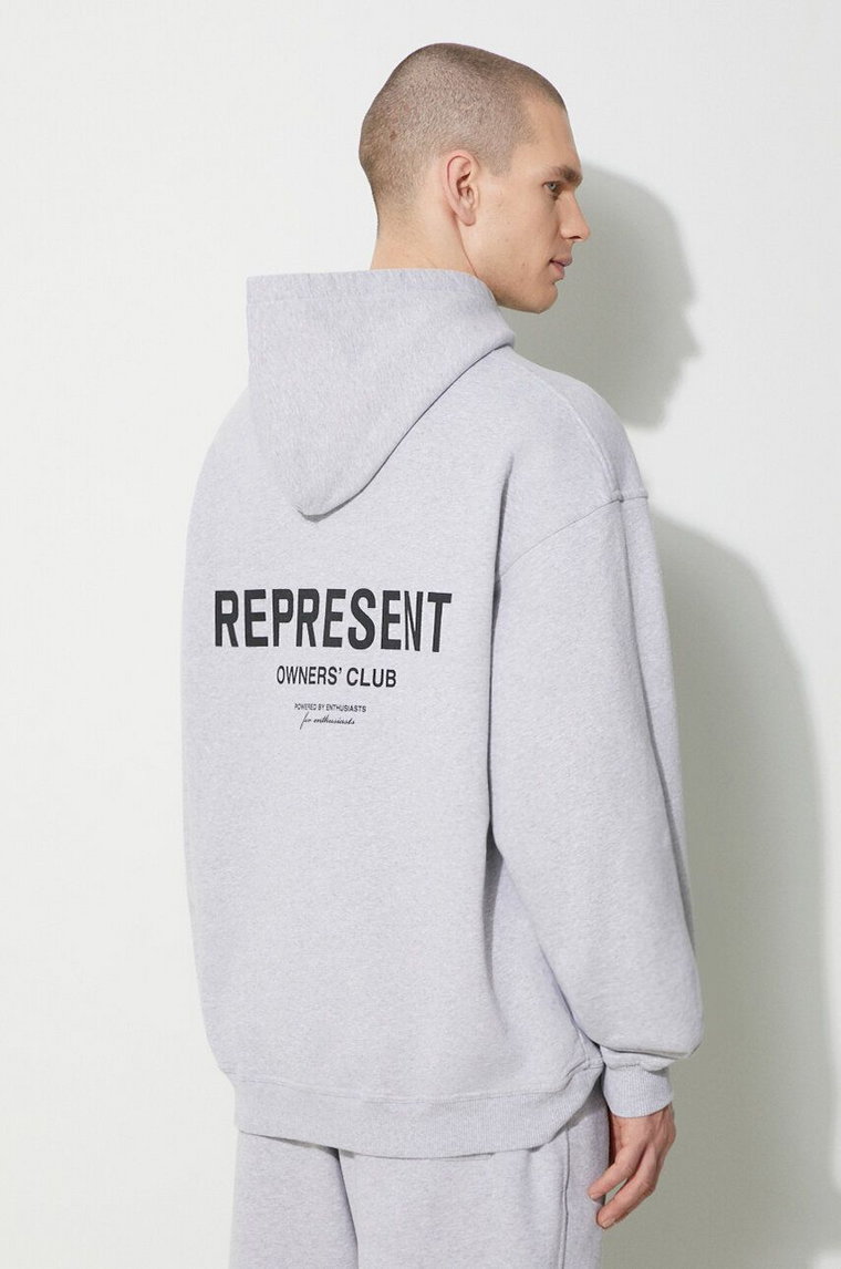 Represent bluza bawełniana Owners Club Hoodie męska kolor czarny z kapturem z nadrukiem OCM407.302