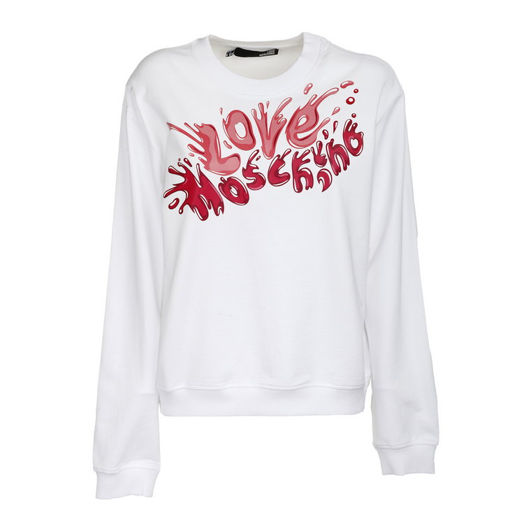 Sweter z Okrągłym Dekoltem, Jasnoróżowy i Naturalny Love Moschino