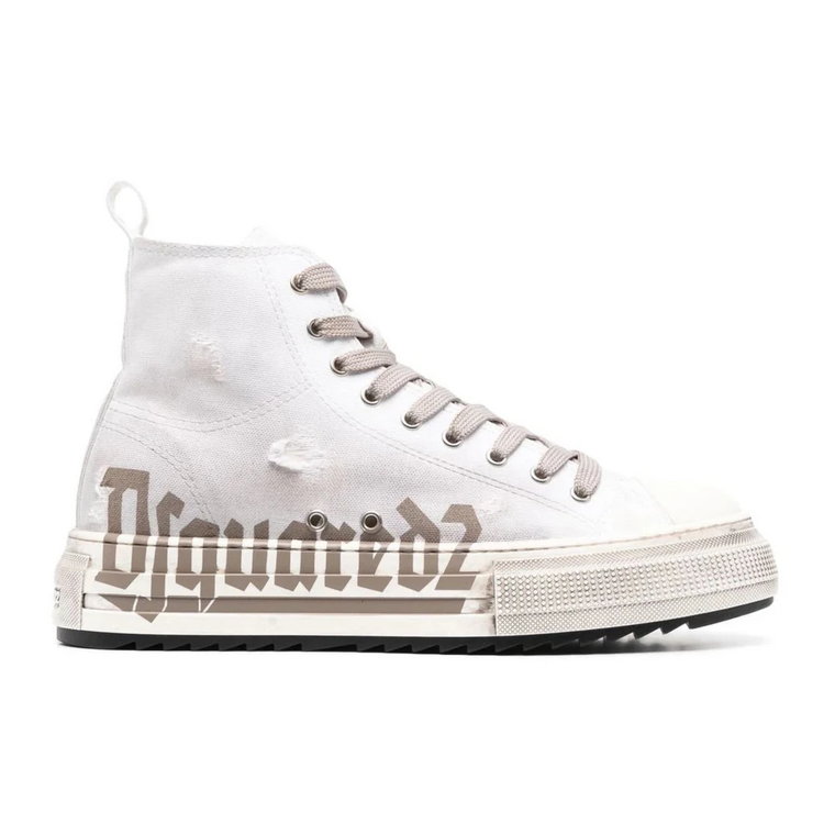 Białe Tkaninowe Sneakersy z Logo Dsquared2