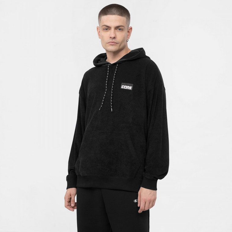 Męska bluza dresowa nierozpinana z kapturem CONVERSE CONS LIGHTWEIGHT PULLOVER HOODIE - czarna