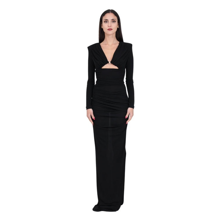 Czarna Red Carpet Jersey Sukienka Elisabetta Franchi