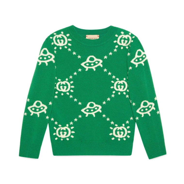 Zielone Swetry z wzorem Interlocking G UFO Gucci