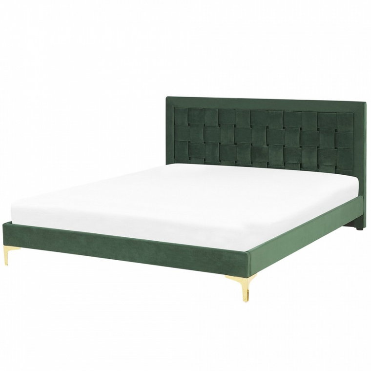 Łóżko welurowe 180 x 200 cm zielone LIMOUX kod: 4251682245579