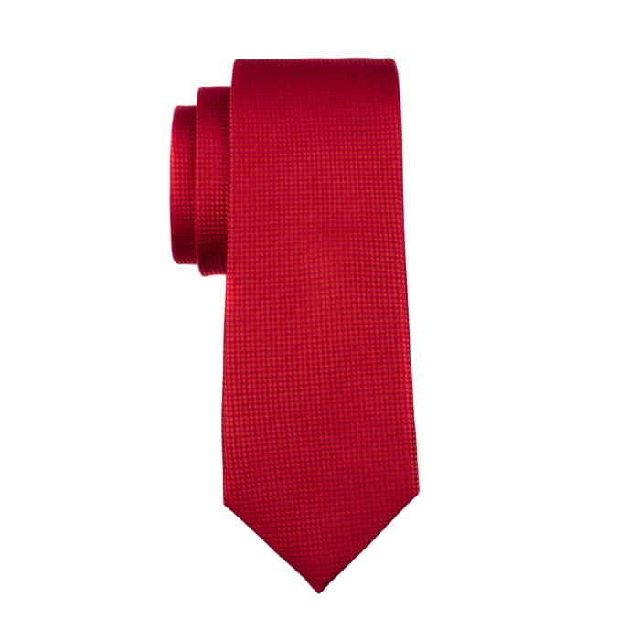 Krawat jedwabny czerwony w fakturę EM 3