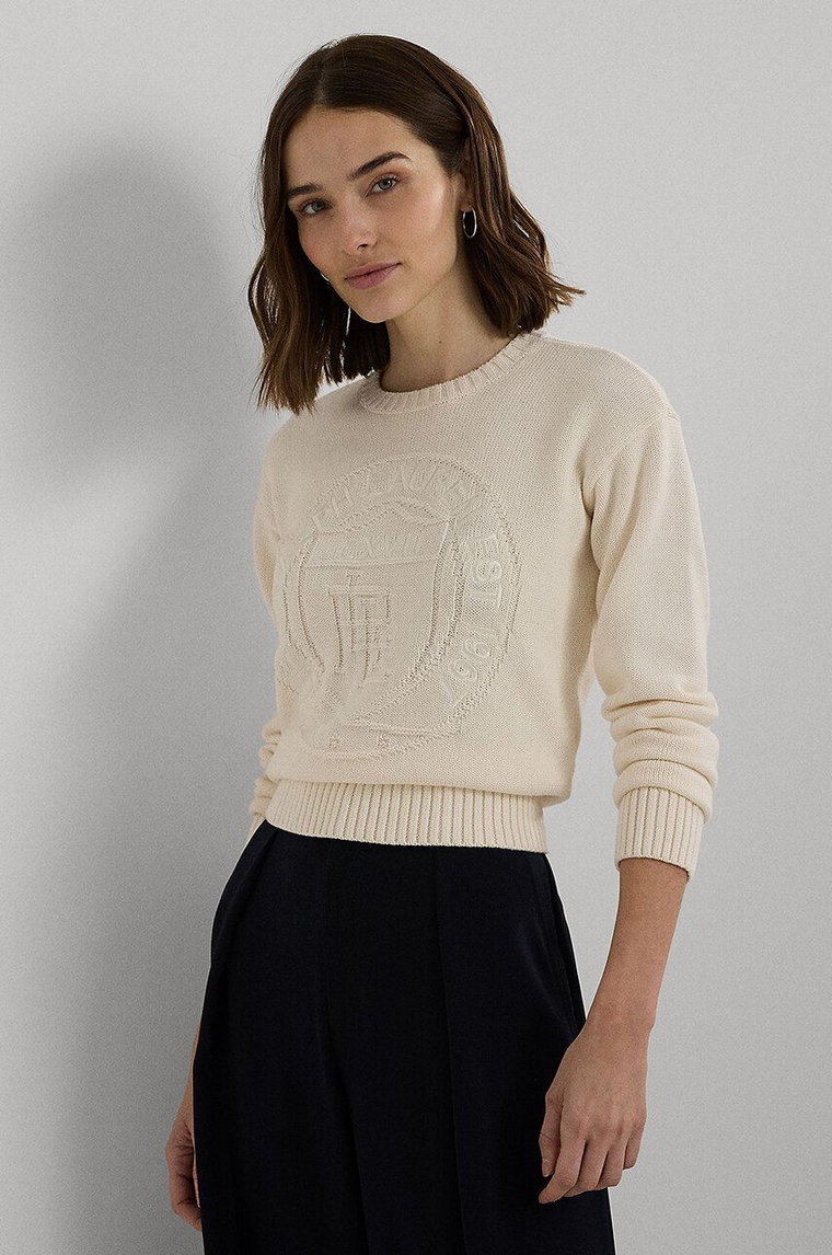 Lauren Ralph Lauren sweter bawełniany kolor beżowy  200940590