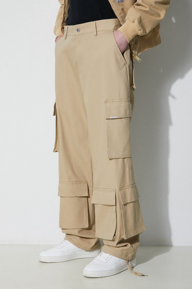 Represent spodnie bawełniane Baggy Cargo Pant kolor beżowy w fasonie cargo MLM521.494