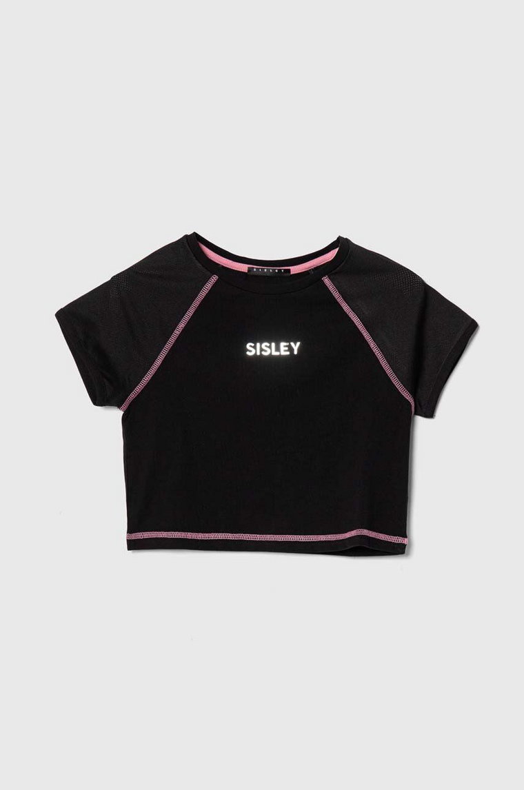 Sisley t-shirt dziecięcy kolor czarny