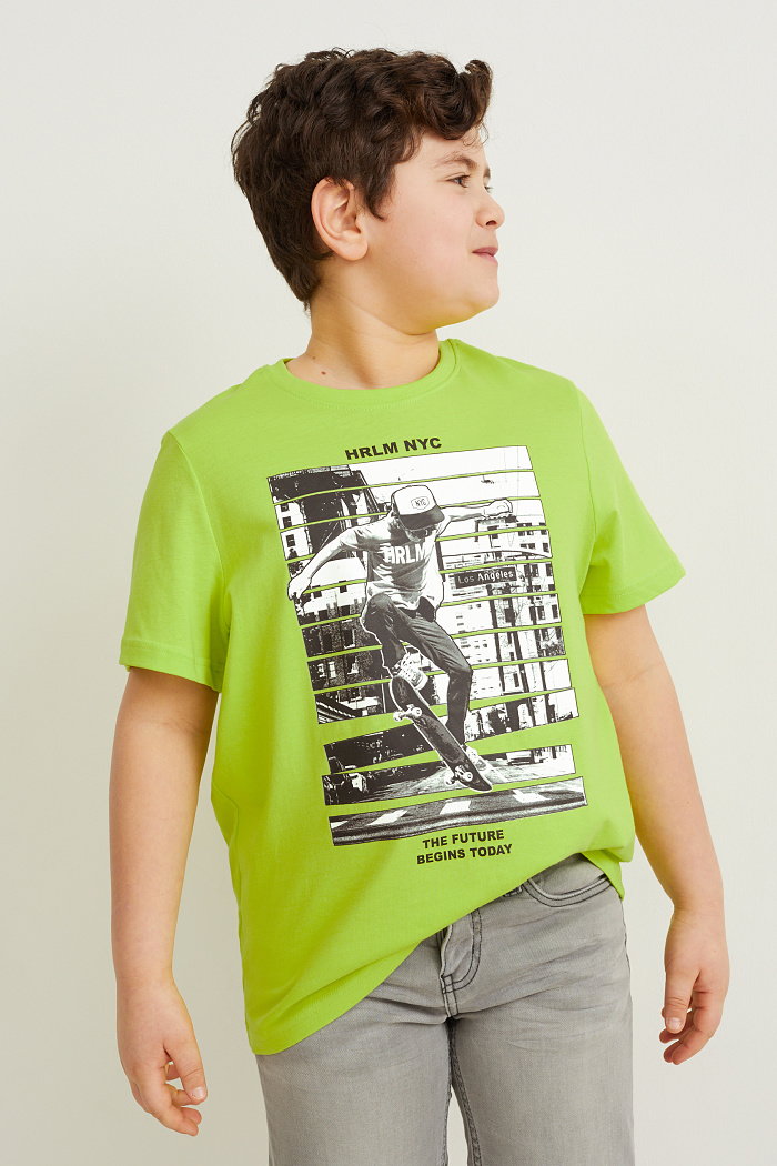 C&A Rozszerzona rozmiarówka-wielopak, 2 szt.-koszulka z krótkim rękawem, Zielony, Rozmiar: 134-140