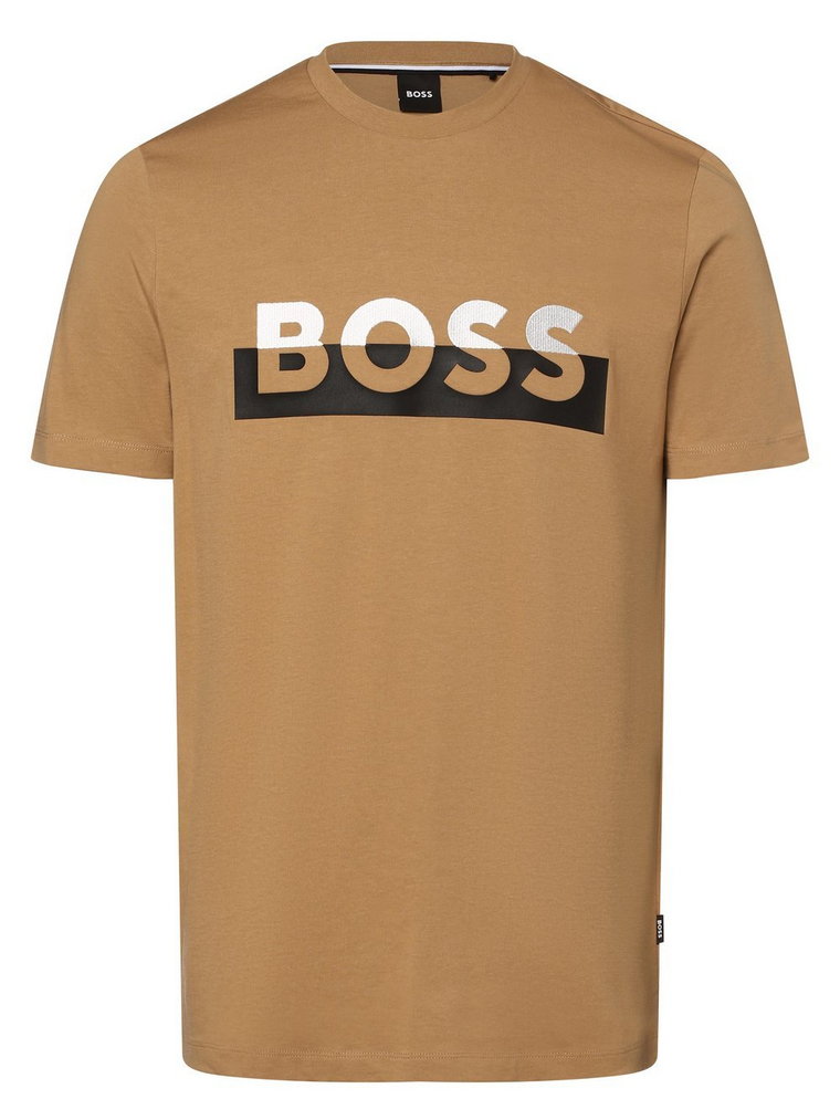 BOSS - T-shirt męski  Tiburt 421, brązowy