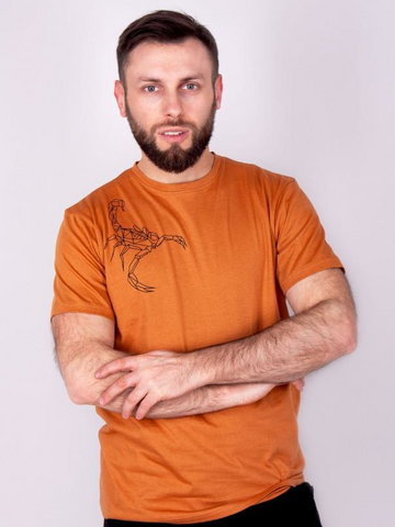 Podkoszulka t-shirt bawełniany męski brąz scorpion  XXL