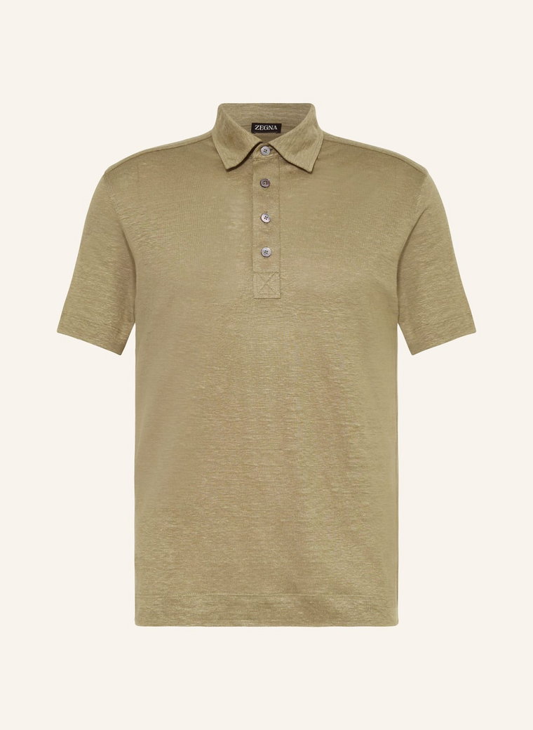 Zegna Koszulka Polo Z Lnu beige