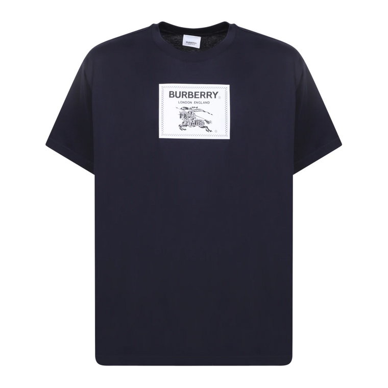 Niebieska Stylowa Koszulka z Logo Burberry