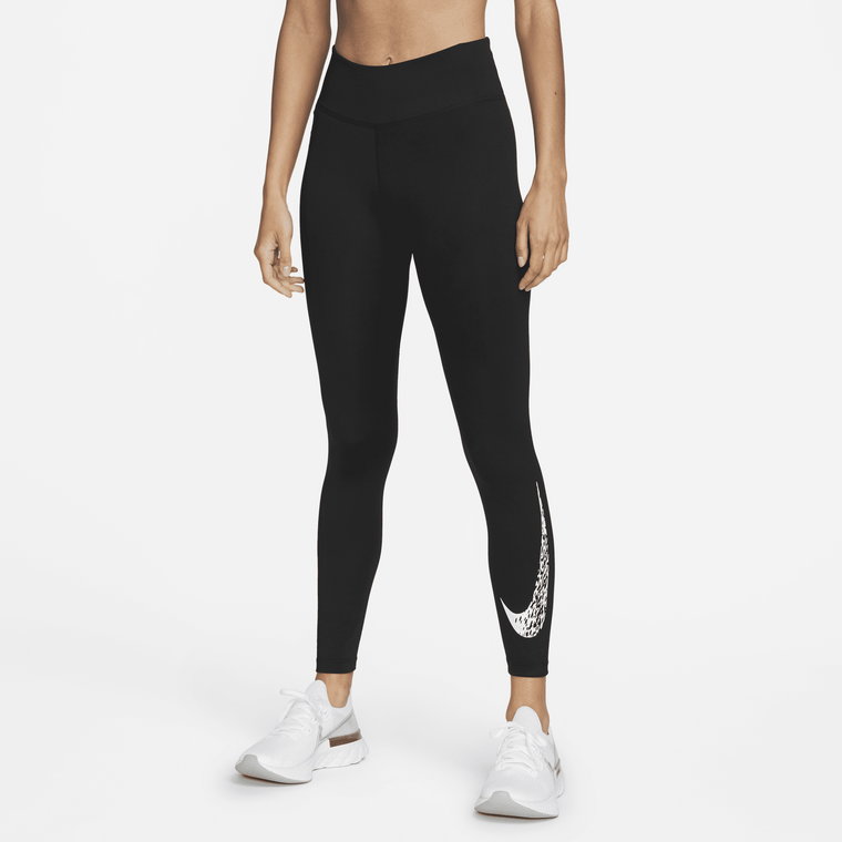 Damskie legginsy 7/8 do biegania ze średnim stanem Nike Swoosh Run - Czerń