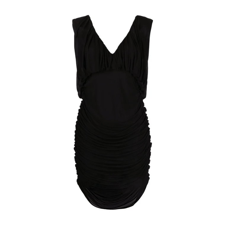 Sukienka bez rękawów z dekoltem w serek, Czarna Saint Laurent