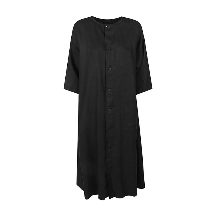 Czarna lniana sukienka koszulowa Sarahwear