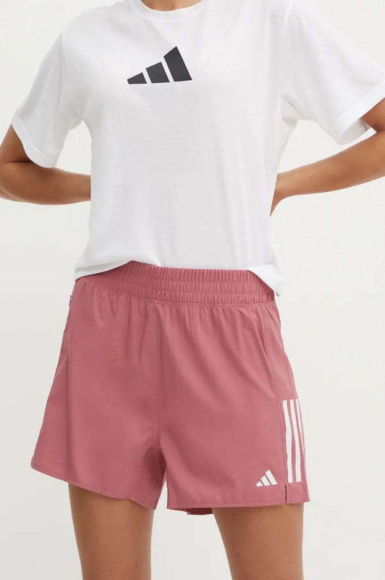 adidas Performance szorty do biegania Own The Run Base kolor różowy z nadrukiem medium waist IY1104