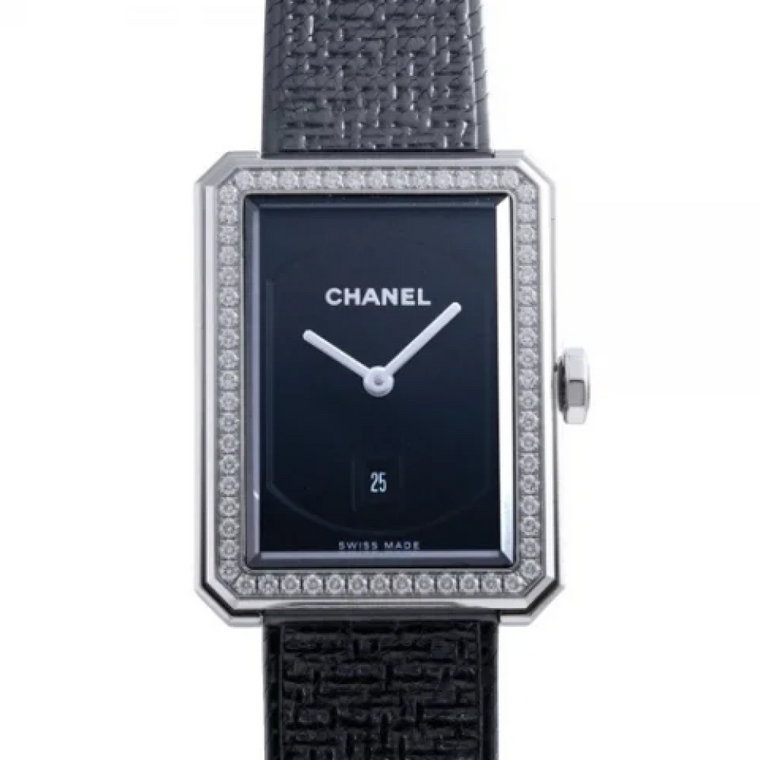 Używany Czarny Skórzany Zegarek Chanel Chanel Vintage