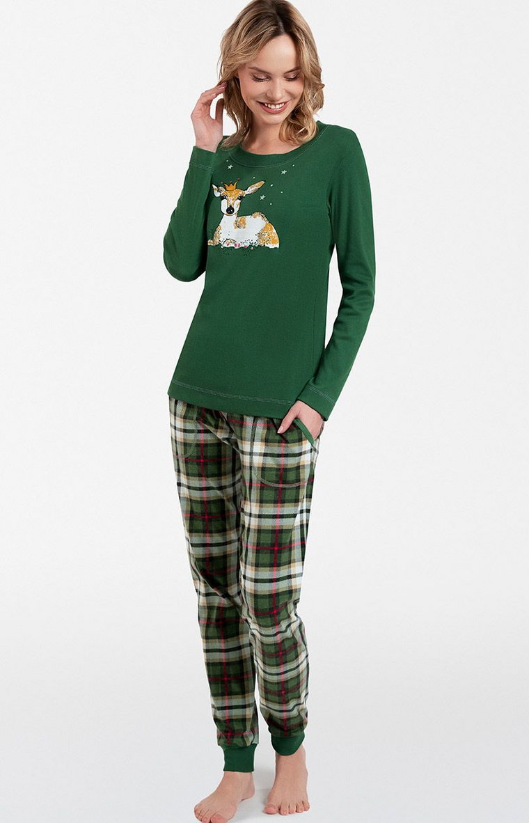 Bawełniana piżama damska świąteczna zielona Zonda, Kolor zielony, Rozmiar M, Italian Fashion