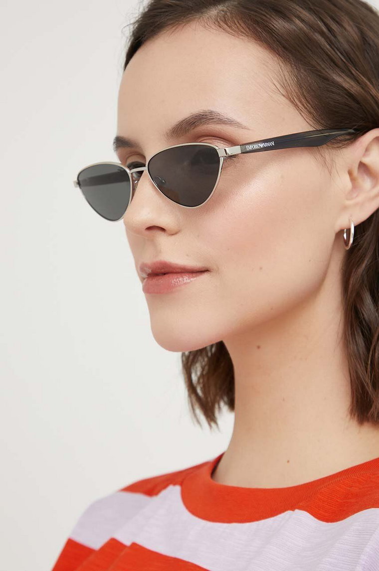 Emporio Armani okulary przeciwsłoneczne damskie kolor srebrny